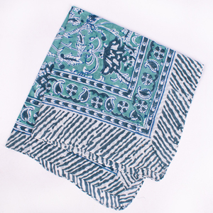 Designer Floral Pattern Cotton Bandana Square Scarf Blue Green Casual Style Spring Summer Wear For Unisex - Product Image 6