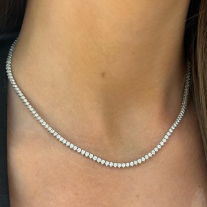 14k Solid Gold Round Cut Lab Grown Diamond Tennis Necklace 10 CT 3Prong Martini Bridal <b>Choker</b> Chain 2.5mm Manufacture Wholesale - Product Image 2