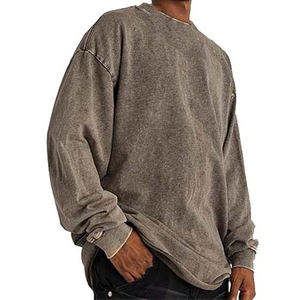 Sudaderas con cuello redondo de lavado ácido, peso pesado, 100% algodón, hechas a medida, con lavado ácido intenso, sudadera básica para hombre de Pakistán - Product Image 2