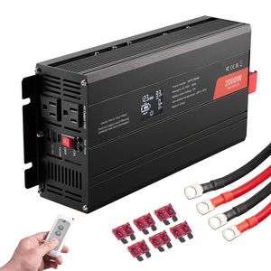 Inverter di Potenza a Onda Sinusoidale Pura da 2000 Watt, da DC 12V a AC 110V con Display LCD, 2 Prese AC, 2 Porte USB, 1 Porta Type-C - Product Image 1