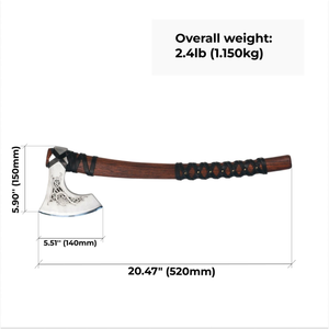 Hache de combat viking de haute qualité en acier à haute teneur en carbone, manche long en bois texturé, revêtement en cuir croisé, hache fonctionnelle DIY - Product Image 2