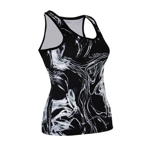 Cotton Tank Top Women's Sublimation Tank Top Black White Abstract Print Knitted Polyester Quick Dry Casual Summer Wear - Product Image 1