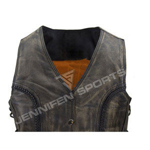 Chaleco de Cuero Antiguo para Mujer, Estilo Motero, Elegante, para Motociclismo, Duradero, Cómodo, con Cordones Laterales, Resistente al Viento, para Invierno - Product Image 3