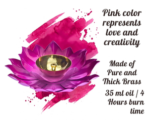 Purple Lotus Flower Diya Candle Holder Decorative <b>Oil</b> <b>Lamp</b> Indian Lotus Candle Stand Traditional Home Decor Festival Ornament - Product Image 2