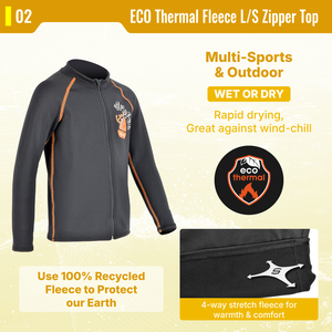 Veste thermique en polaire recyclée Aropec ECO pour enfants, fermeture éclair sur le devant, UPF 50+, extensible, séchage rapide, haut de gamme pour sports nautiques, OEM/ODM - Product Image 3