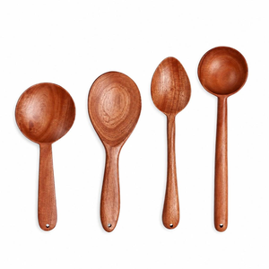 Ensemble de cuillères en bois, 4 pièces, cuillères de service pour la cuisine, ustensiles de cuisine en bois faits à la main pour la maison - Product Image 5