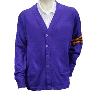 Cardigans décontractés à col en V, manches longues, unis, brodés du logo, taille personnalisée, tricotés, boutonnés, écologiques, pour fraternités - Product Image 1