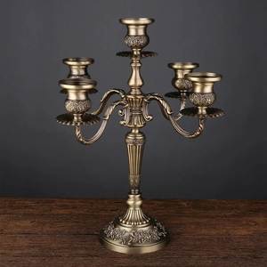 Candélabre à 7 bougies en or antique, support en métal, centre de table, décoration de mariage, banquet, maison - Product Image 3