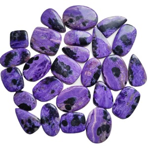 Charoite Naturelle, Cabochon de Cristal en Pierre Brute, Coupe Coussin, Qualité Supérieure Mixte, Certifié par un Certificat Externe, Taille Unique, Effet de Couleur Changeant, Vente de Bijoux - Product Image 4