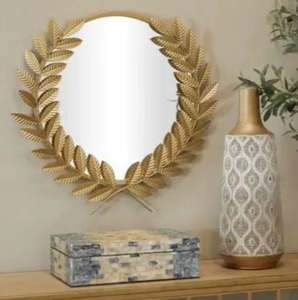 <b>Leaf</b> accent metal elegant creative mirror enhances natural <b>light</b> with captivating brilliance nicely crafted by KHOOSI OVERSEAS - Product Image 1