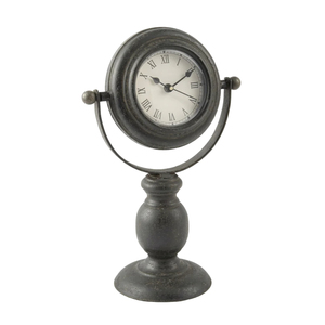 Reloj de Escritorio de Metal Negro Antiguo Retro, Reloj de Mesa Redondo Vintage, Reloj de Estante Clásico con Números Romanos para Oficina o Estudio - Product Image 1