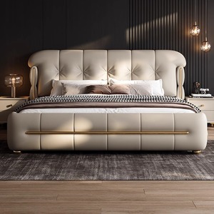 Luxury Wooden Bedroom Furniture Soft Up-holstered <strong>Beds</strong> King Sized Double <strong>Bed</strong> Frame Leather Comfort <strong>Bed</strong> <strong>and</strong> <strong>Mattress</strong> <strong>Set</strong> Design - Product Image 3