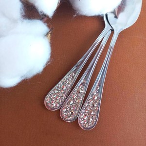 Rhinestone Teaspoon Set of 3 Elegant sparkling spoon for tea or coffee | Gift for Her | Crystal Decor Spoon party decor coffeemu - Product Image 4