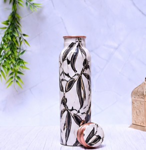 Green Floral Printed <b>Copper</b> Water <b>Bottle</b> Vintage Garden Design Pure <b>Copper</b> <b>Drinking</b> <b>Bottle</b> Handmade Ayurvedic Health <b>Bottle</b> - Product Image 4