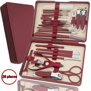 Juego de Tijeras para Uñas Profesionales de Acero Inoxidable, Duraderas, Color Marrón, 28 Piezas, Cuchillas Curvas, para Uso Doméstico, Cortaúñas de Belleza, Regalo, Lima para Pies - Product Image 1