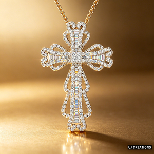 CUSTOM SILVER 10K/14K/18K GOLD PLATED LAB GROWN CVD DIAMOND CLASSIC ENGAGEMENT GIFT SWEATER <b>CHAIN</b> NECKLACE <b>CROSS</b> PENDANT - Product Image 6