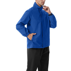 Ensemble de pluie tendance avec fermeture éclair, coupe-vent d'extérieur 2 pièces, fermeture éclair avec poches latérales, survêtement de pluie nouveau style taille élastique - Product Image 4
