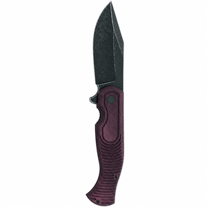 Burgundy Textured Handle Folding Pocket Knives with Black Spear Point Blade Finger Guard and Contoured Grip for <b>Outdoor</b> Use XL - Product Image 3