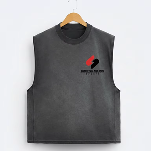 Logo Custom Plus Size Breathable Sporty Gym Fitness Workout Athletic Running Training Muscle Cotton <b>Stringer</b> Crop <b>Vest</b> Tank Top - Product Image 4