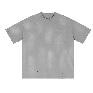Nouvelle Arrivée Tendance : T-shirt Homme Oversize en Coton Lourd 250 g/m² Effet Délavé et Vieilli, Style Vintage Délavé à l'Acide - Product Image 1
