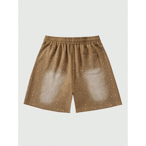 Shorts décontractés marron pour hommes avec strass, doux, respirants, à cordon de serrage, style streetwear d'été 2026 - Product Image 5