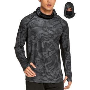 Meilleure chemise camouflage à capuche et manches longues avec masque, séchage rapide, coupe sportive, longueur standard, en polyester tricoté, manches raglan - Product Image 1