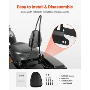 Appui-dos de moto détachable de 29 pouces de hauteur compatible avec Harley-Davidson Dyna Street Glide, Road Glide et Road King - Product Image 5