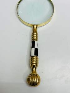 Loupe de poche en laiton de 4 pouces avec poignée décorative incrustée |   Loupe de lecture et d'inspection en verre optique - Product Image 5