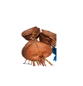 Top vente ventilateur de paille feuille de palmier brun/ventilateur à main en bambou naturel pour coffret cadeau en bambou cadeaux d'artisanat d'événement de fête de mariage - Product Image 6