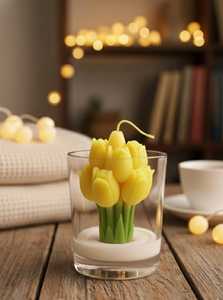 Personalized Tulip Flower Shape Soy Wax Art <b>Candle</b> in Glass Jar Scented Floral Home Decoration Elegant Style Bulk Wholesale Rate - Product Image 3