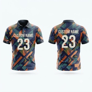 Custom Geometric Pattern Men's <b>Polo</b> Shirt Short Sleeve Blue <b>Orange</b> Digital Printed Sporty Quick Dry Team Uniform Apparel - Product Image 2