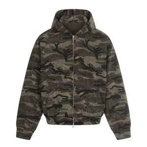 Custom All-Printing <b>Camo</b> Zip Hoodie Boxy Vintage Streetwear Cropped Heavyweight Oversized <b>Jacket</b> OverSize Vintage Zipper Hoodie - Product Image 1