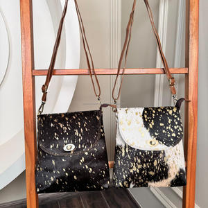 Wholesale Premium High Quality Women's New Hair Metallic Crossbody Cowhide <b>Handbag</b> Genuine Leather Western Style Zipper <b>Nylon</b> - Product Image 2