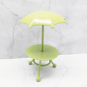 Miniature 1:12 Dollhouse Garden Green <b>Table</b> with <b>Umbrella</b> Decoration Metal Painted for ages 14 and up. - Product Image 3