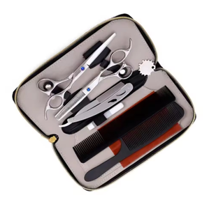 Kit de Tijeras de Peluquería de Alta Calidad en Color Plateado, 6 Piezas, Hermosos Kits de Peluquería con Estuche de Cuero con Cierre - Product Image 3