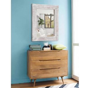 Rustic Whitewashed Wooden <b>Wall</b> <b>Mirror</b> Farmhouse Distressed Rectangular Vanity <b>Mirror</b> Decorative Accent <b>Mirror</b> <b>for</b> Living Room - Product Image 3