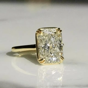 Women's 925 Sterling Silver Gold Plated Vintage Pave Leaf Style Moissanite Engagement <b>Ring</b> with Cushion Cut Unique Retro Design - Product Image 5