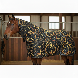 Manta de Lujo para Caballo con Elegante Diseño de Cadena, Impermeable, Transpirable, Acolchada, con Cubrecuello y Correas Ajustables - Product Image 3