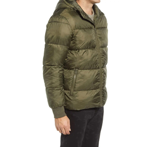 Veste matelassée à capuche pour homme JACOMO APPAREL, vert olive, respirante, coupe-vent, polyester, manteau d'hiver décontracté, fermeture éclair, coupe régulière - Product Image 4