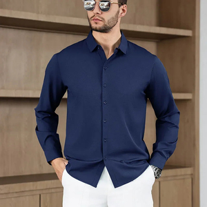 Tenues de bureau décontractées pour hommes, automne, formelles, deux pièces, chemise à manches courtes unie, pantalon long, haute qualité - Product Image 4