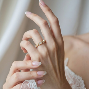 Dernières bagues de mariage en or rose massif 18 carats avec diamants baguette, prix de gros classique, sans risque, pas de MOQ, pour femmes - Product Image 4