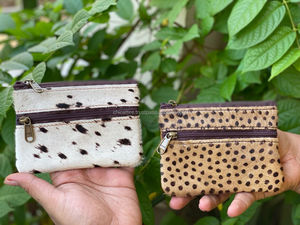 Venta al por mayor de pelo de las mujeres en el estampado de animales de cuero de vaca genuino monedero llavero cambio monedero dinero llave bolsa señoras Mini cartera - Product Image 3