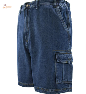 Men's Denim Cargo Shorts Mid Waist Button Fly Solid Color Casual Breathable Woven Cotton Bermuda Length - Product Image 1