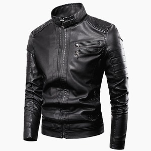 Veste en cuir pour homme, style motard, en cuir d'agneau véritable vieilli, matière de qualité supérieure, parka pour homme - Product Image 5
