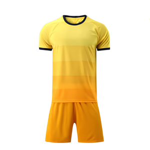 Maillots de football personnalisés pour garçons, manches courtes, uniformes d'équipe, vente en gros, service OEM, kits de football jaunes - Product Image 1