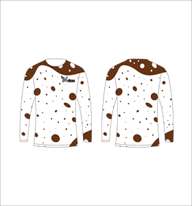 Custom Long Sleeve Sublimation Jersey Lightweight Athletic <b>Shirt</b> With Brown And <b>White</b> Abstract Blob Pattern <b>Bulk</b> Apparel - Product Image 1