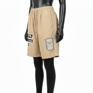 Chaqueta cortavientos para mujer, ligera, de nailon, color beige caqui, con paneles en zigzag, parche de chenilla, logotipo personalizado, pantalones cortos para mujer - Product Image 4