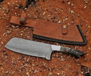 Couteau de Chef Hachoir à Viande Robuste en Acier Damas à Motif Goutte de Pluie, Manche en Résine Exotique, OEM ODM Disponibles - Product Image 5