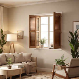 Solid Wood Louvered Window <b>Shutters</b> Farmhouse Barn Door Style Interior Panels for Bathroom Bedroom Kitchen Rustic Home Decor - Product Image 1