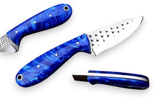 Cuchillo de caza de hoja fija de acero Nordic Forge Farrier Rasp con mango de resina y funda de cuero, personalizable OEM, de espiga completa - Product Image 3